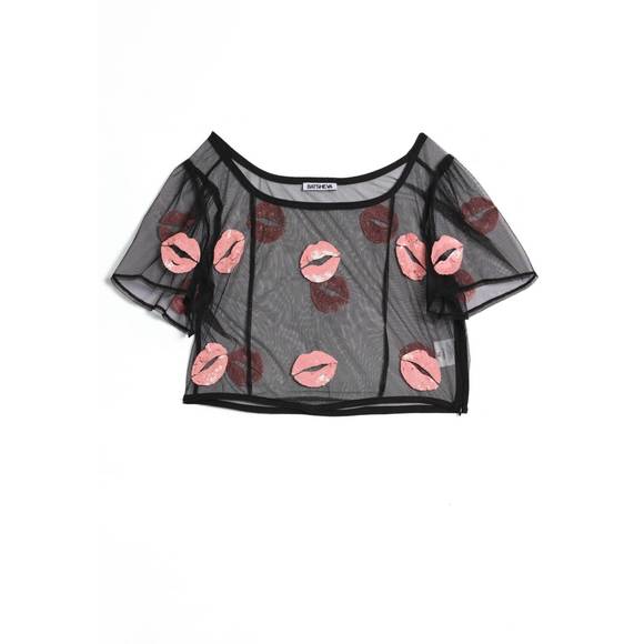 NEW BATSHEVA shirt sleeve dirndl top in tulle black - Picture 5 of 5